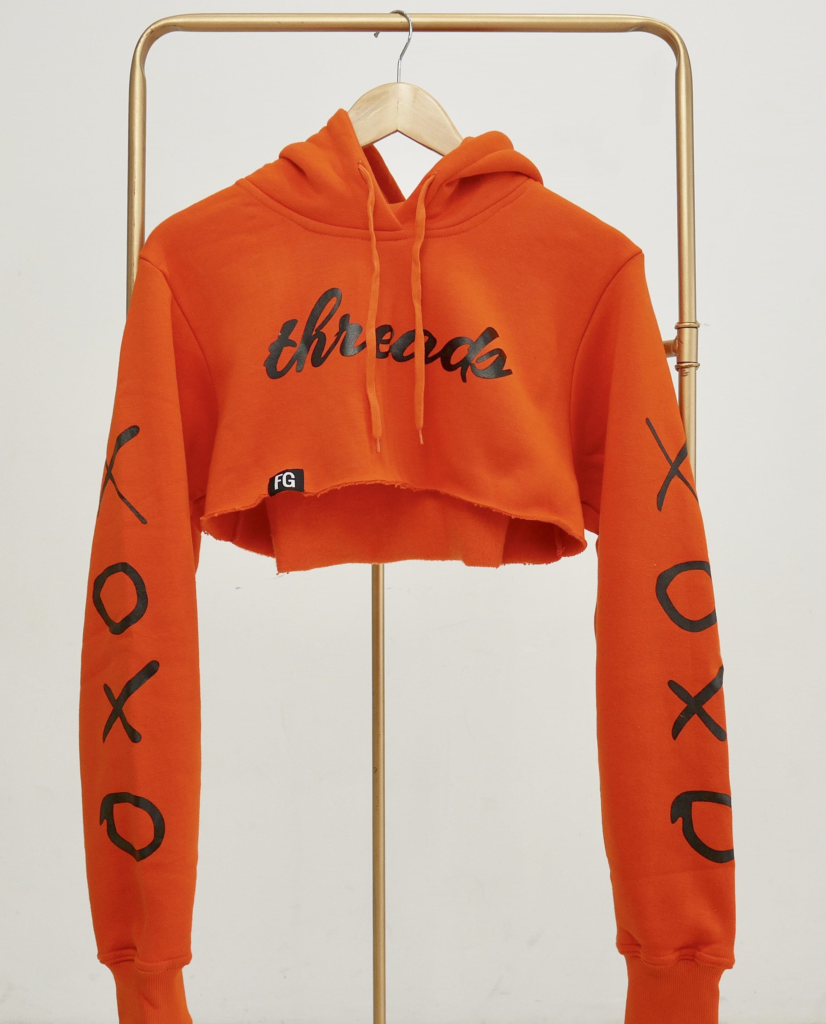 Neon orange crop hoodie hot sale